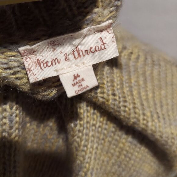 hem & Thread sweater yellow and green womens size medium - Picture 7 of 7